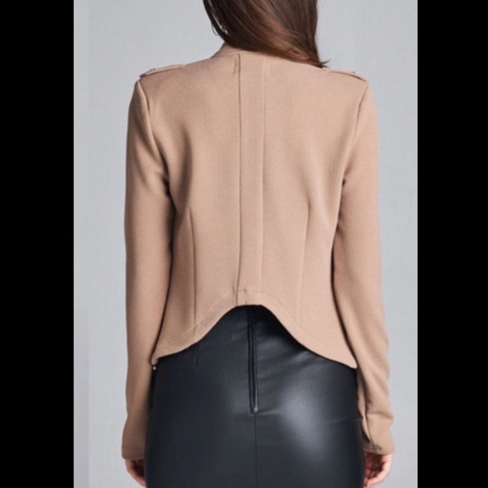 Taupe Rounded Moto Jacket - Picture 3 of 4